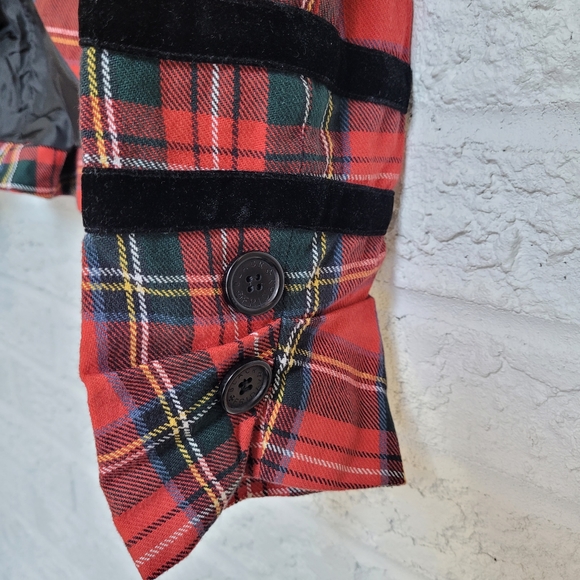 Military Style Red Plaid Blazer - Picture 5 of 8